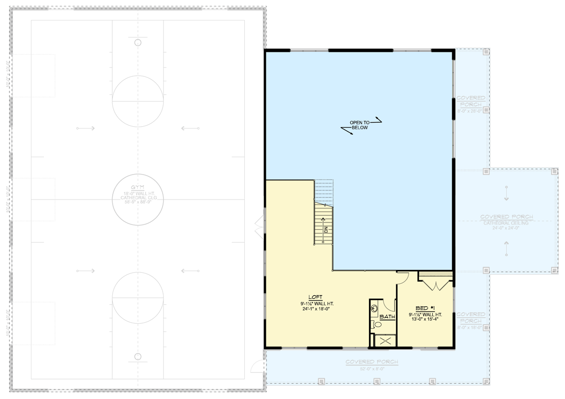 Plan 135472GRA: Contemporary Barndominium House Plan with Sport Court and Wraparound Porch - Floor Plan - 2nd Level - Barndominium, Contemporary, Modern