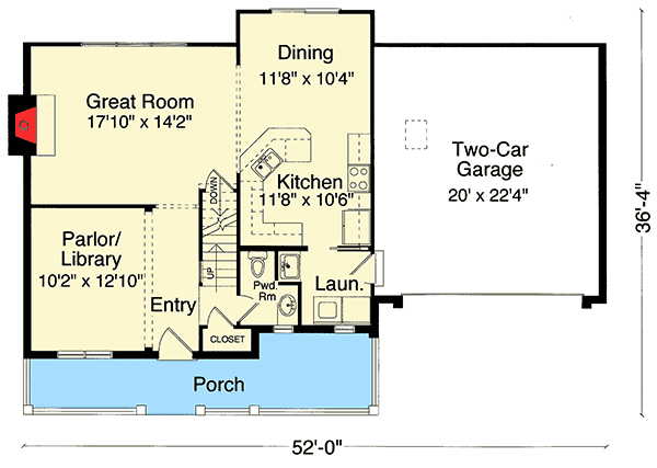 Plan 3936ST: Delightful Family Home - Floor Plan - Main Level - Country