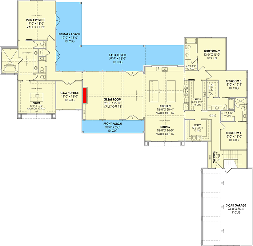 Plan 818220JSS: Transitional Farmhouse House Plan with 4 Bedrooms and Expansive Living Spaces - Floor Plan - Image #12 - Hill Country, Modern, Modern Farmhouse, Mountain, Scandinavian, Transitional