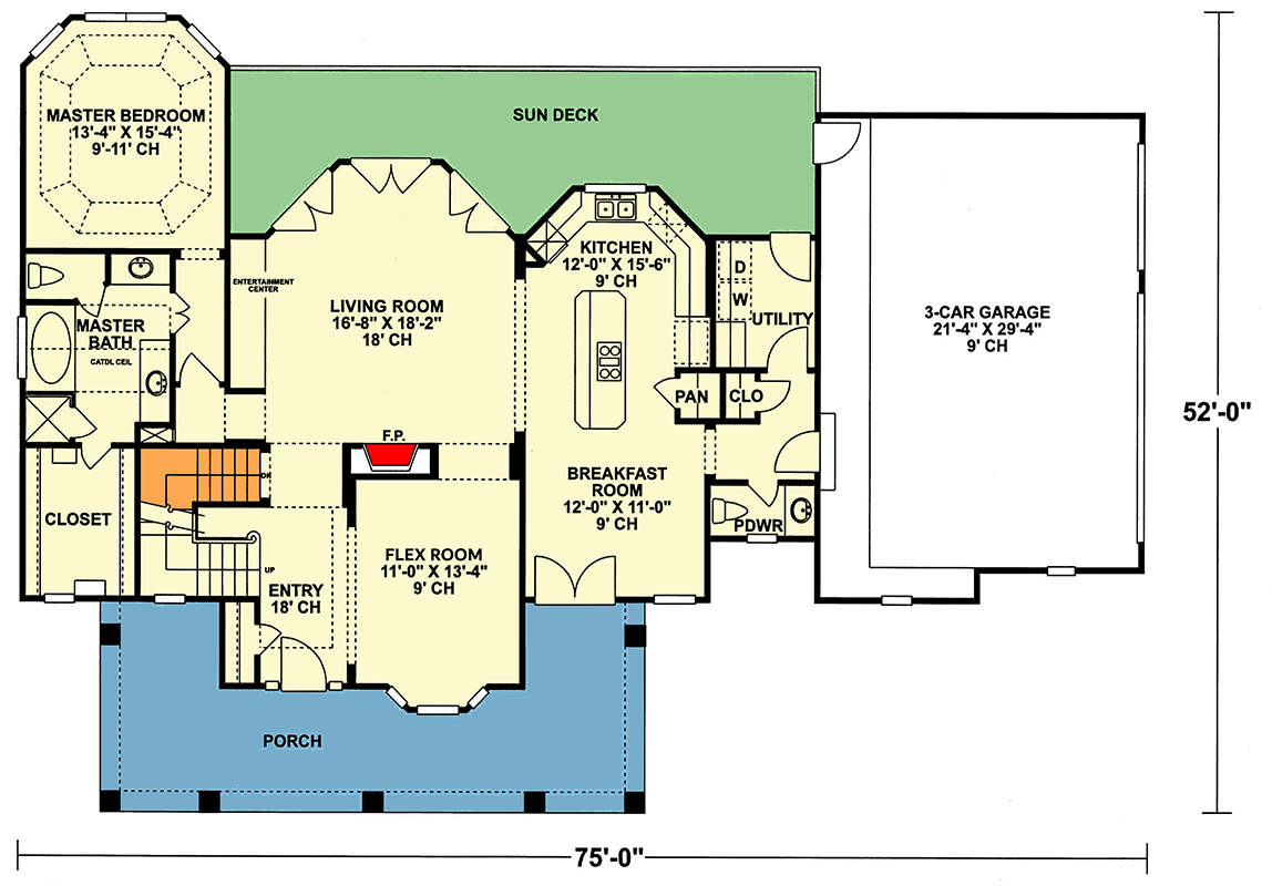 Plan 42784DB: Modern Farmhouse House Plan with 3 Bedrooms and Wraparound Porch - Floor Plan - Image #5 - Farmhouse, Modern Farmhouse, New American