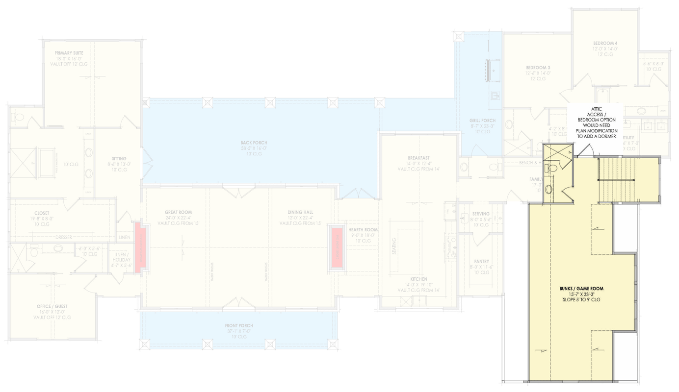 Plan 818221JSS: Modern Mountain Farmhouse House Plan with 5 Bedrooms and 4,773 Square Feet - Floor Plan - 2nd Level - Modern, Modern Farmhouse, Mountain, New American, Scandinavian, Transitional