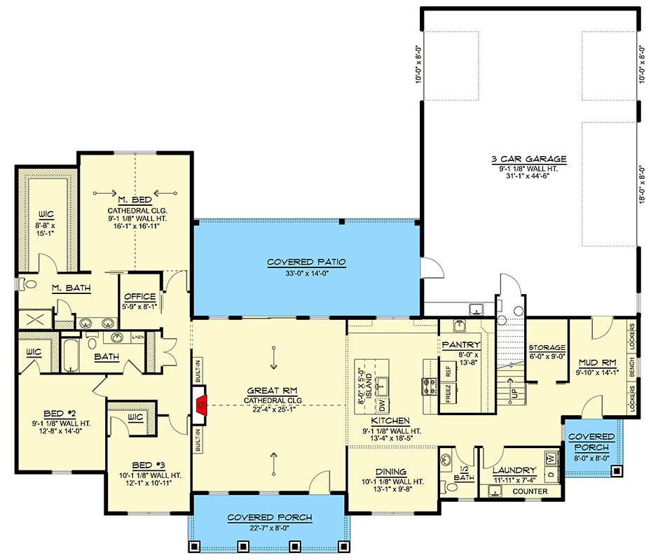 Plan 135475GRA: Modern New American House Plan with 3 Bedrooms and 3-Car Garage - Floor Plan - Image #15 - Country, Craftsman, Farmhouse, Modern Farmhouse, New American