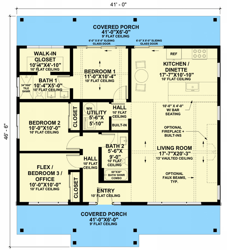 Plan 420207WNT: Modern Farmhouse House Plan with 3 Bedrooms and Vaulted Living Area - Floor Plan - Image #6 - Contemporary, Country, Modern Farmhouse, Mountain, New American