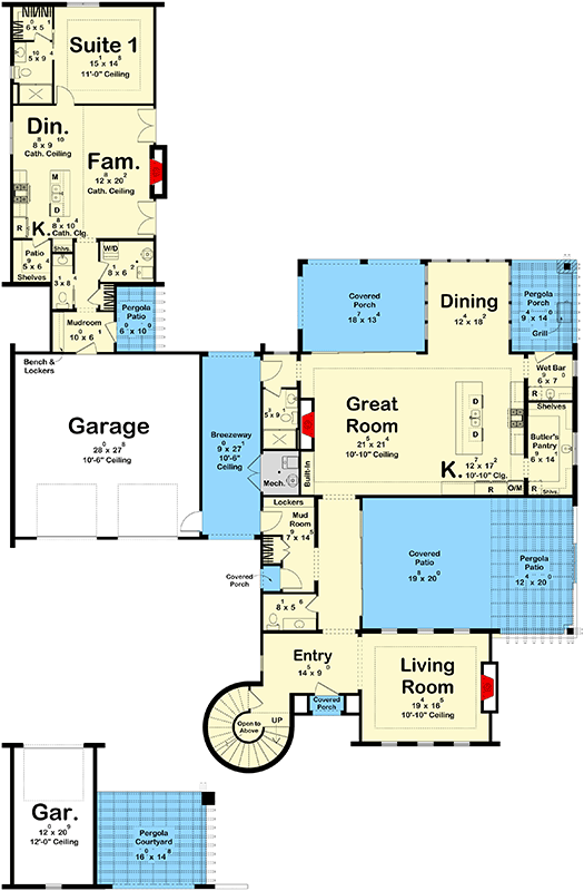 Plan 623676DJ: Luxury Coastal Contemporary House Plan with 5 Bedrooms and 3-Car Garage - Floor Plan - Image #26 - Coastal, Coastal Contemporary