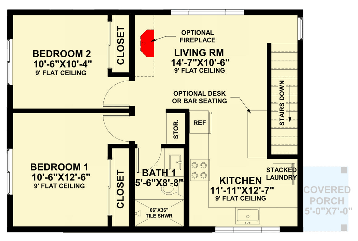 Plan 420210WNT: Contemporary Northwest Cabin House Plan with Two Bedrooms and Drive-Under Garage - Floor Plan - 2nd Level - Cabin, Contemporary, Northwest