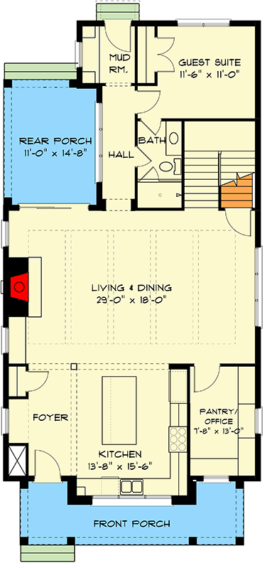 Plan 93237EL: Modern European Tudor House Plan with 4 Bedrooms and 2,921 Square Feet - Floor Plan - Image #4 - European, Modern, Tudor