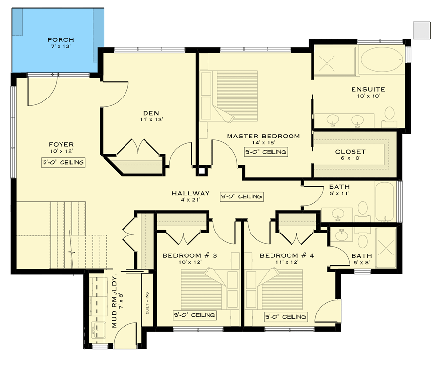 Plan 147077RML: Contemporary Modern House Plan Featuring 3 Bedrooms and First Floor Master - Floor Plan - Main Level - Contemporary, Cottage, European, Modern