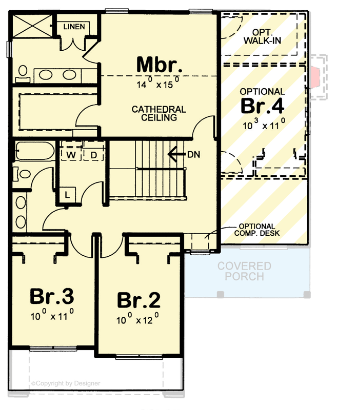 Plan 42788DB: Modern Farmhouse House Plan with 4 Bedrooms and 2-Car Garage - Floor Plan - 2nd Level - Country, Farmhouse, Modern Farmhouse