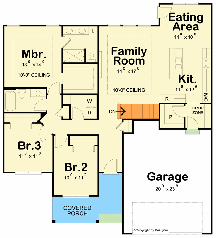 Plan 42789DB: Modern Craftsman Ranch House Plan with 3 Bedrooms and 2 Baths - Floor Plan - Image #7 - Craftsman, Farmhouse, Ranch