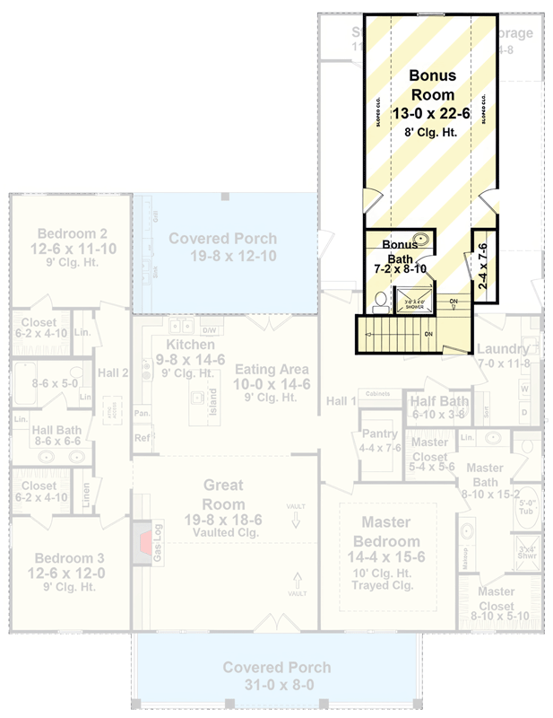 Plan 51412MM: Modern Farmhouse House Plan with 3 Bedrooms and Optional Bonus Room - Floor Plan - 2nd Level - Modern Farmhouse, New American, Traditional