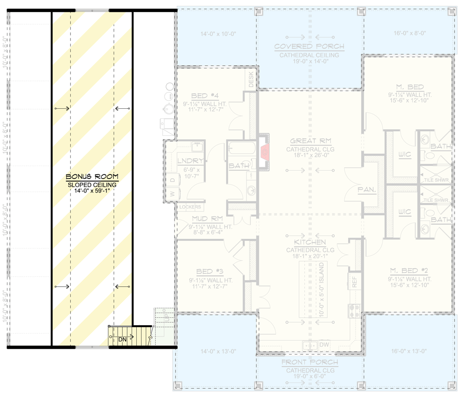 Plan 135477GRA: Modern Farmhouse House Plan with Four Bedrooms and Attached Four-Car Garage - Floor Plan - 2nd Level - Country, Craftsman, Farmhouse, Modern Farmhouse, New American