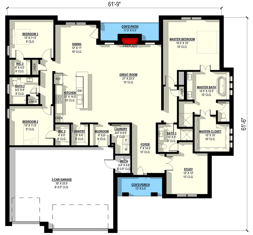 Plan 405179FDC: Sophisticated European Style House Plan Featuring Three Bedrooms and Luxury Amenities - Floor Plan - Image #10 - European, Hill Country, Traditional, Transitional