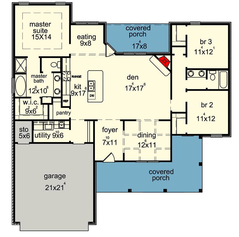 Plan 83147DC: Modern Farmhouse House Plan with 3 Bedrooms and Attached Garage - Floor Plan - Image #2 - Farmhouse, Modern Farmhouse