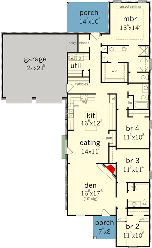 Plan 83151DC: Charming Southern Farmhouse House Plan with Four Bedrooms and Attached Garage - Floor Plan - Image #2 - Farmhouse, Southern