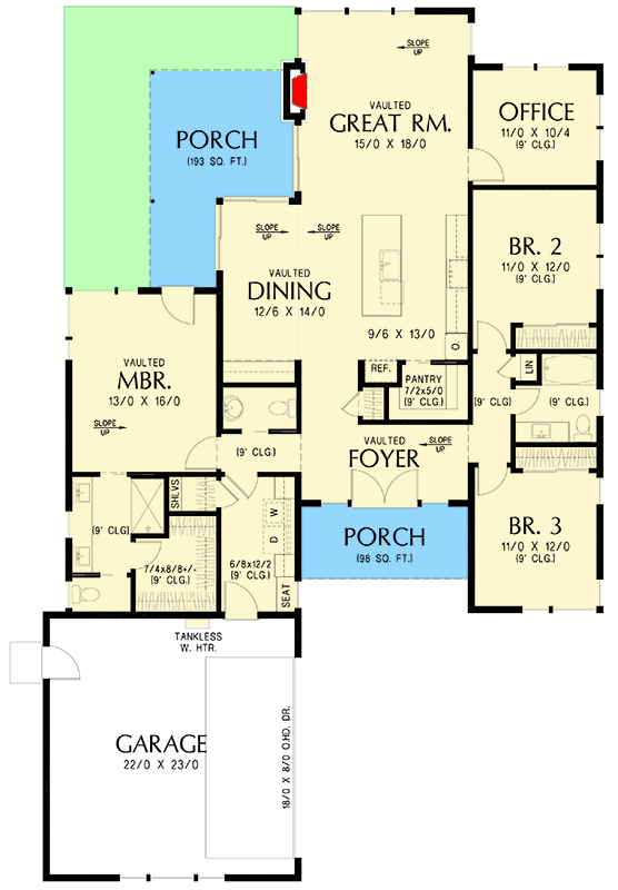 Plan 69927AM: Contemporary Modern House Plan with 3 Bedrooms and Courtyard Entry - Floor Plan - Image #11 - Contemporary, Modern