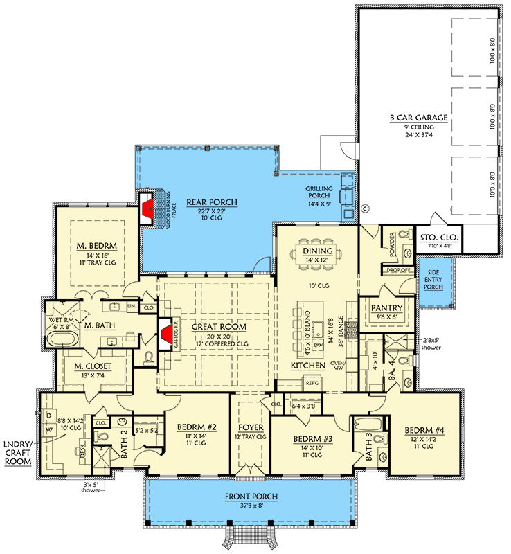 Plan 56576SM: Elegant Acadian House Plan with Four Bedrooms and Three-Car Garage - Floor Plan - Image #3 - Acadian, French Country, Southern, Southern Traditional