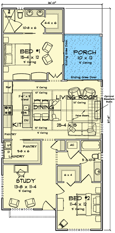Plan 52602WM: Charming Two Bedroom Cottage House Plan with Split Bedroom Layout - Floor Plan - Image #19 - Cottage, Craftsman