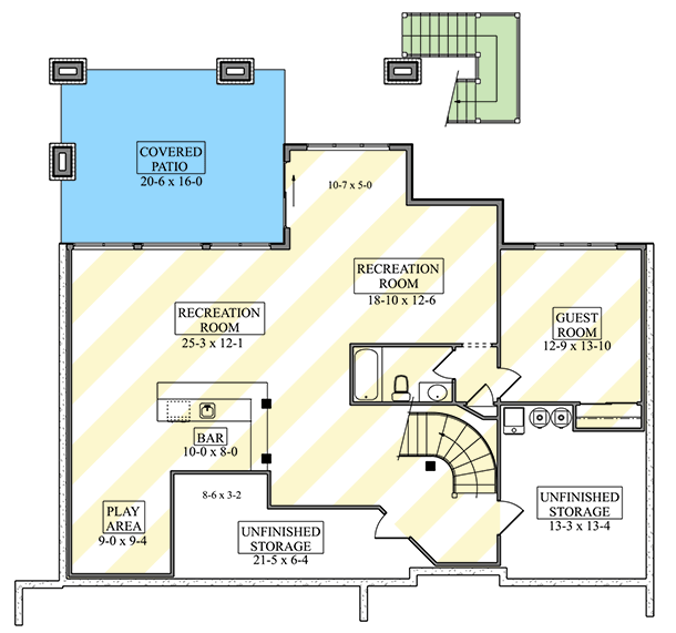 Plan 95400RW: Craftsman Traditional House Plan with Four Bedrooms and Three-Car Garage - Floor Plan - Lower Level - Craftsman, Traditional