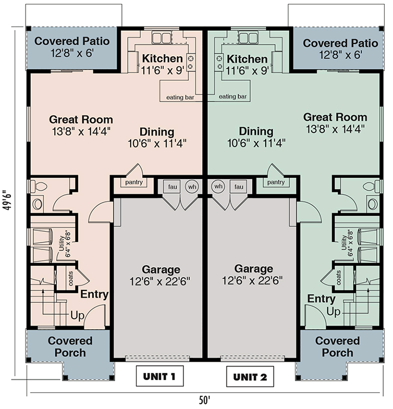 Plan 720205DA: Contemporary Northwest Duplex House Plan with 3 Bedrooms and Loft - Floor Plan - Image #5 - Contemporary, Modern, Northwest