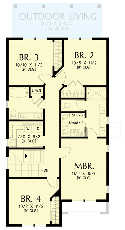 Plan 69935AM: Modern Farmhouse House Plan with 4 Bedrooms and Home Office - Floor Plan - Image #12 - Farmhouse, Modern Farmhouse, Traditional