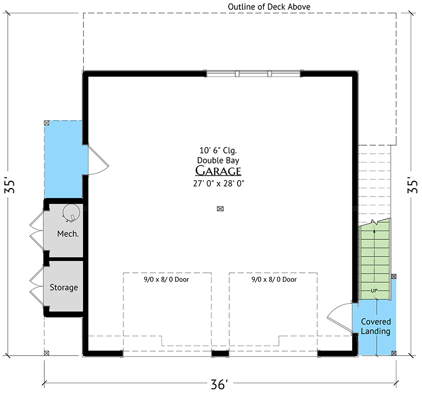 Plan 180033VNW: Carriage House Plan Featuring One Bedroom and Spacious Garage - Floor Plan - Image #5 - Carriage, Farmhouse