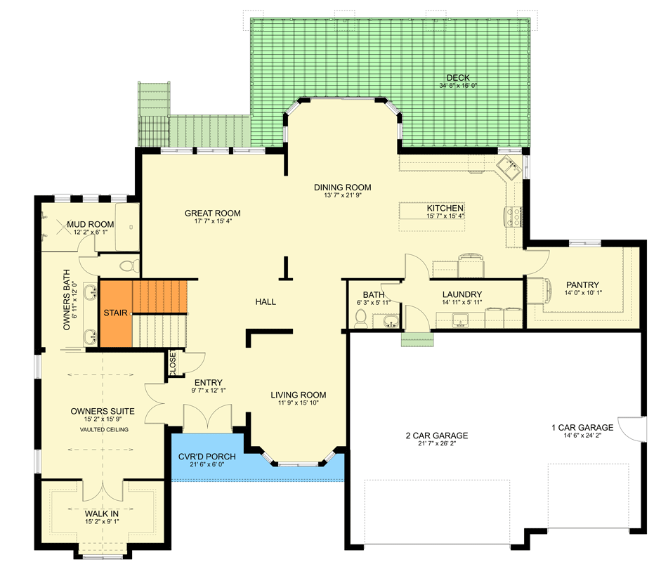 Plan 61776UT: European Traditional House Plan with Four Bedrooms and Three Car Garage - Floor Plan - Main Level - European, Traditional