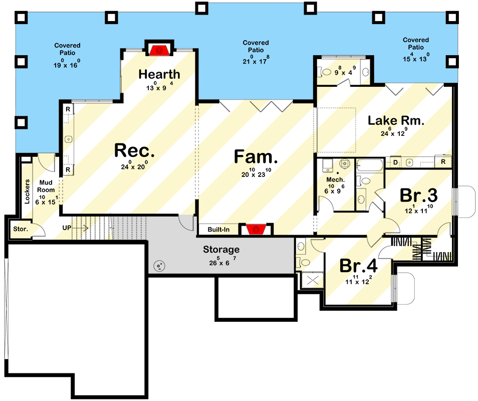 Plan 623684DJ: European Style House Plan with 2 Bedrooms and Expansive Wraparound Porch - Floor Plan - Optional Lower Level Layout ($ Paid Option) - European
