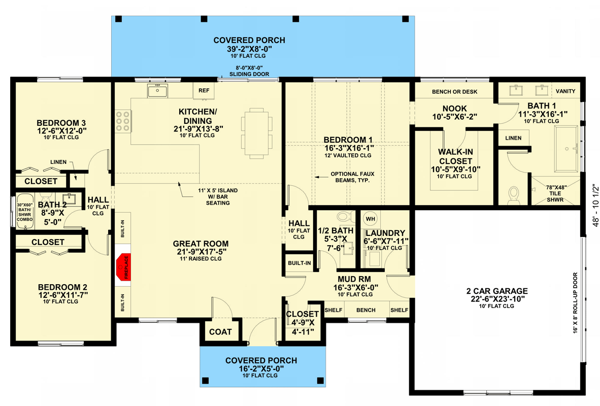 Plan 421055HFC: Modern Farmhouse Hill Country House Plan with Three Bedrooms - Floor Plan - Image #6 - Hill Country, Modern Farmhouse