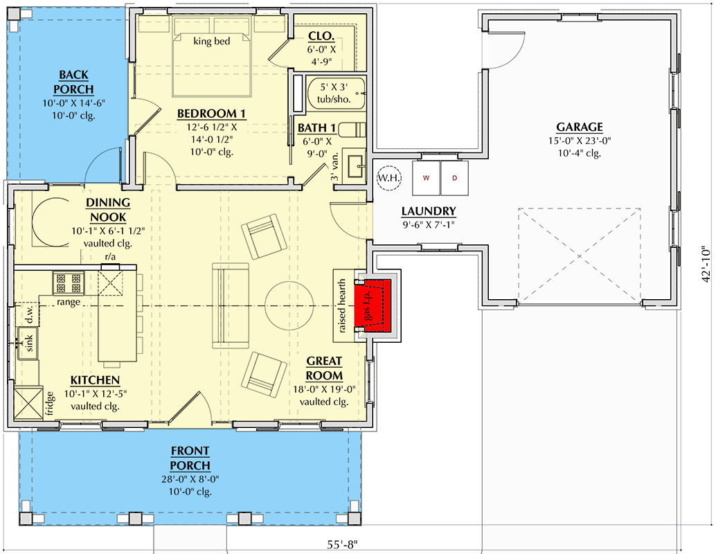 Plan 865033SHW: Craftsman Cottage House Plan with One Bedroom and Garage - Floor Plan - Image #14 - Cottage, Craftsman, Farmhouse