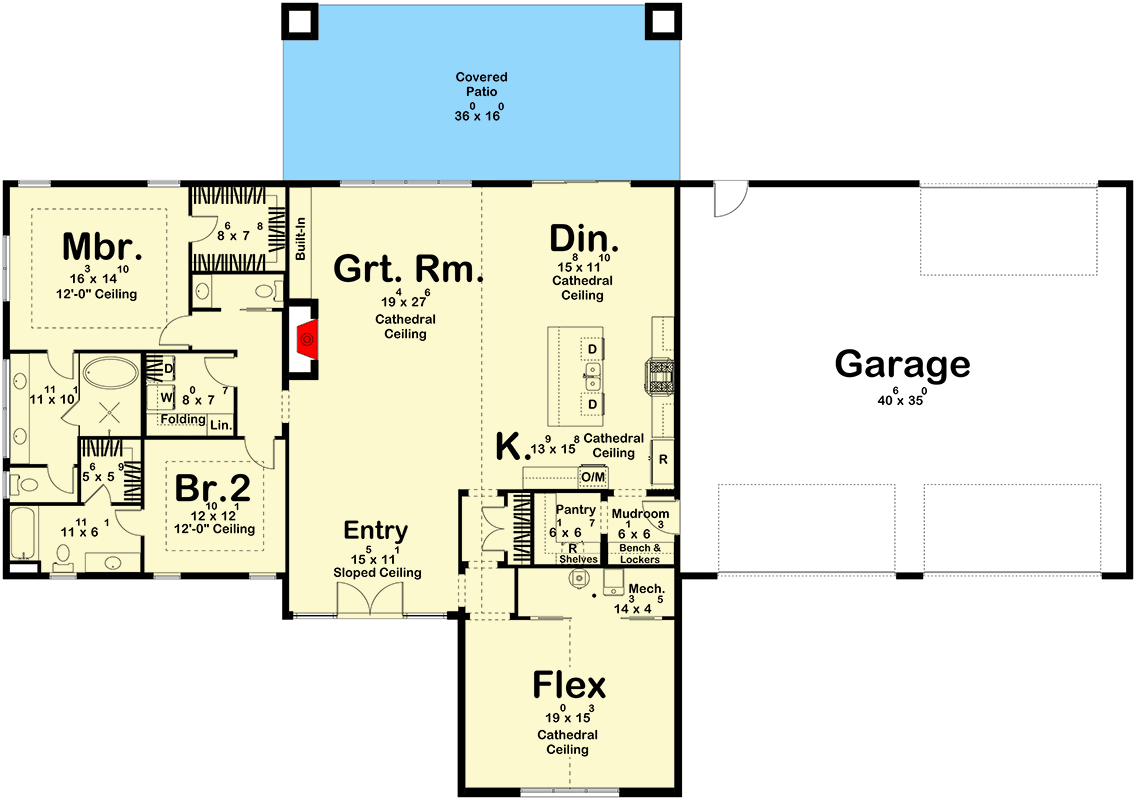 Plan 623690DJ: Modern Barndominium House Plan with 2 Bedrooms and 4-Car Garage - Floor Plan - Image #21 - Barndominium, Modern