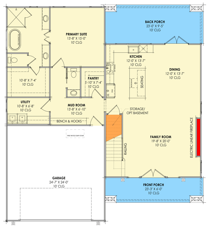 Plan 818230JSS: Four Bedroom Farmhouse House Plan with Main Level Primary Suite - Floor Plan - Main Level - Country, Farmhouse, Traditional