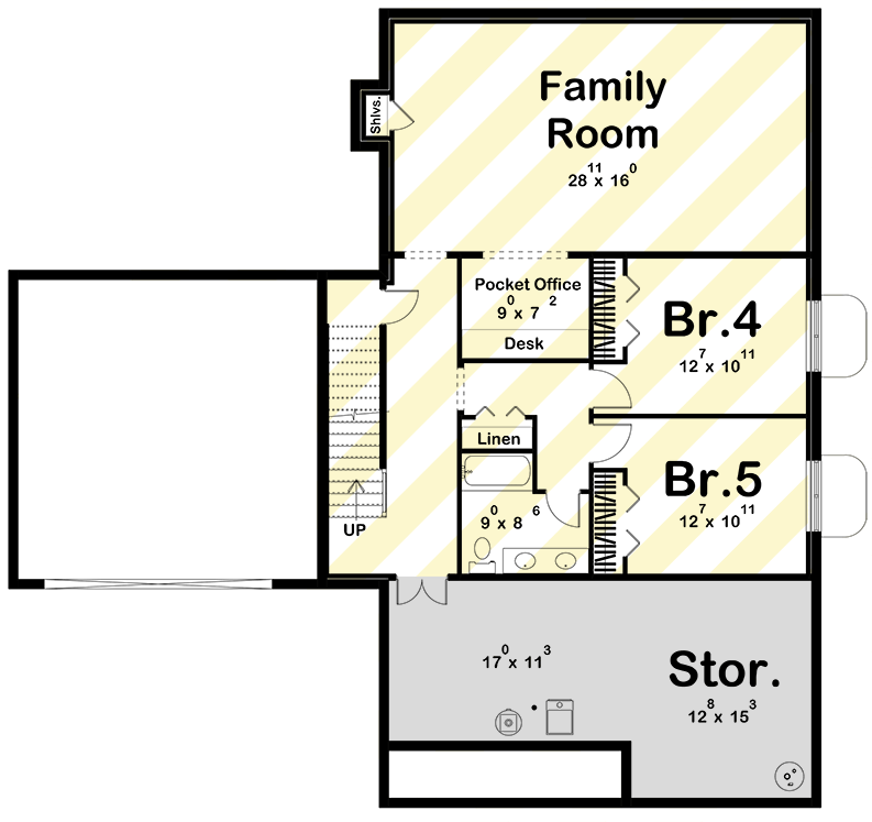 Plan 623694DJ: Country House Plan with Three Bedrooms and Attached Garage - Floor Plan - Optional Lower Level Layout ($ Paid Option) - Country