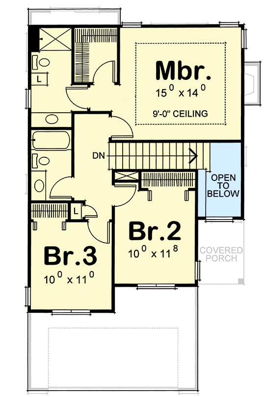 Plan 40550DB: Traditional House Plan for a Narrow Lot - Floor Plan - 2nd Floor - Traditional