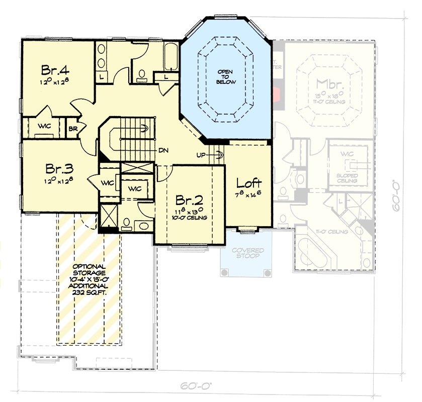 Plan 40666DB: European House Plan with 4 Beds and Flex Room - Floor Plan - 2nd Floor - European, Traditional
