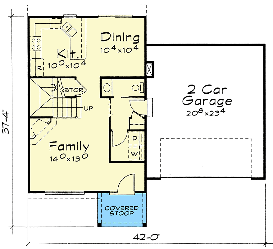 Plan 40882DB: Traditional House Plan with 3 Bedrooms and 2-Car Garage - Floor Plan - Main Level - Traditional