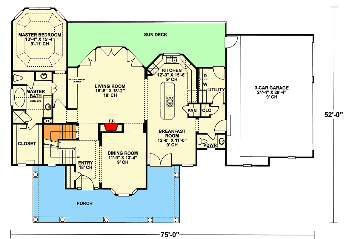 Plan 4116DB: 3-Bed Country House Plan with Lots of Bay Windows - Floor Plan - Main Level - Country, Farmhouse, Traditional