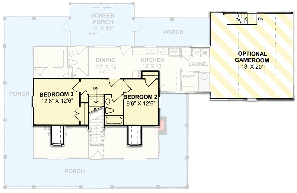 Plan 4132WM: 3-Bed Country Farmhouse Plan with Marvelous Wrap-Around Porch - 1675 Sq Ft - Floor Plan - 2nd Floor - Country, Farmhouse, Traditional