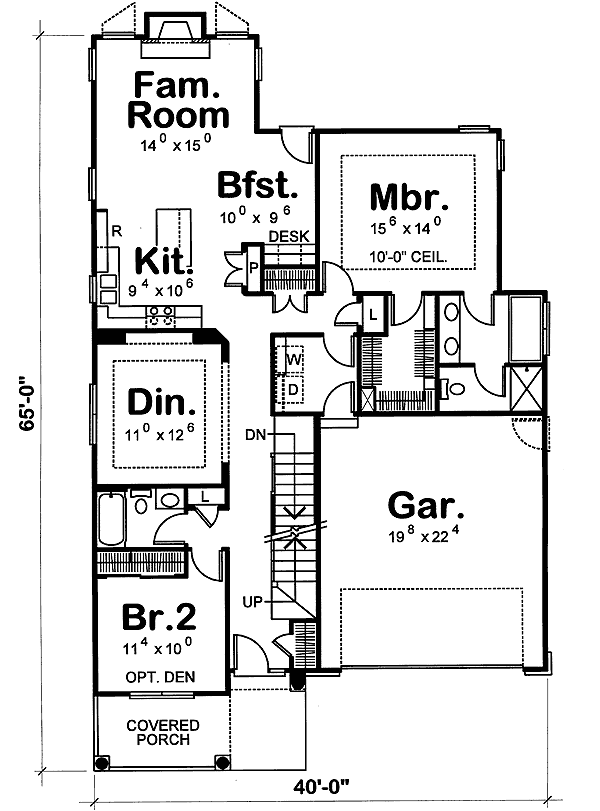 Plan 41841DB: Inviting Northwest Bungalow - Floor Plan - Main Level - Cottage, Northwest, Shingle