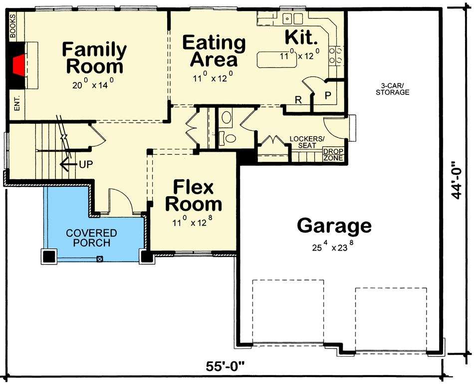Plan 42183DB: Two-Story Craftsman with Flex Room - Floor Plan - Main Level - Craftsman, New American, Traditional