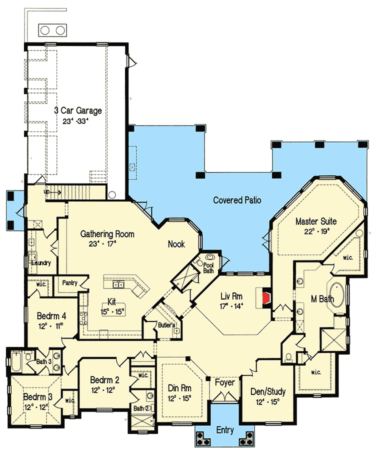 Plan 4235MJ: Understated Elegance - Floor Plan - Main Level - Florida-Style, Mediterranean