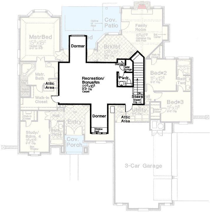Plan 48023FM: French Country Elegance - 2590 Sq Ft - Floor Plan - Bonus - European, French Country