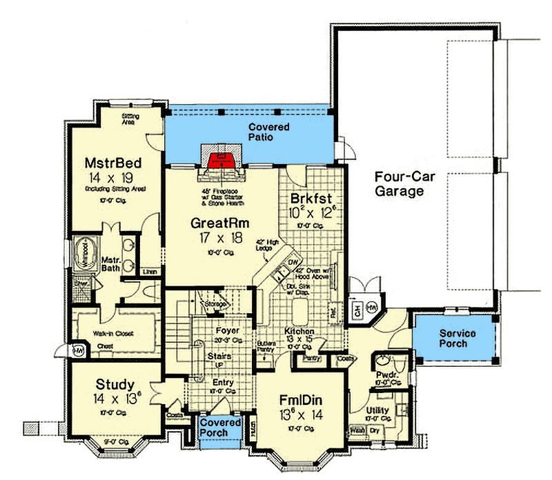 Plan 48276FM: European Charm - Floor Plan - Main Level - European, French Country