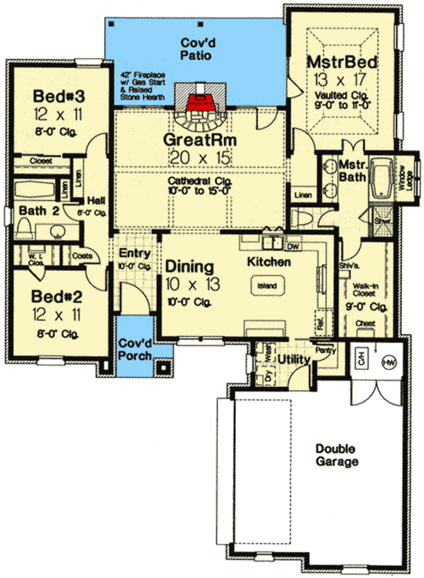 Plan 48321FM: Tidy French Country House Plan - Floor Plan - Main Level - European, French Country