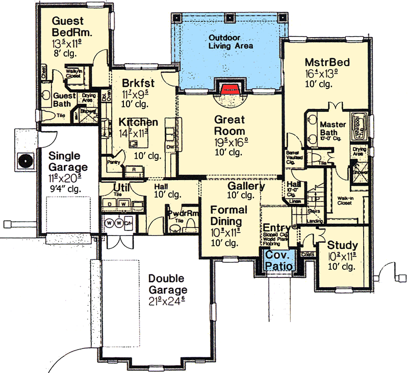 Plan 48352FM: Straight from Europe - Floor Plan - Main Level - European, French Country