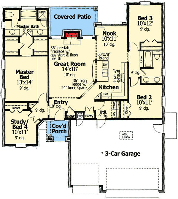 Plan 48411FM: Fabulous Open Floor Plan - Floor Plan - Main Level - European, French Country, Traditional