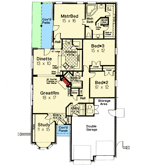 Plan 48463FM: Narrow Lot European House Plan - Floor Plan - Main Level - European, French Country