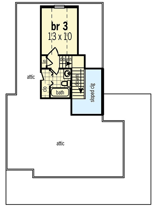 Plan 55132BR: Cottage with Wide Wraparound - Floor Plan - 2nd Floor - Cottage, Country, Southern