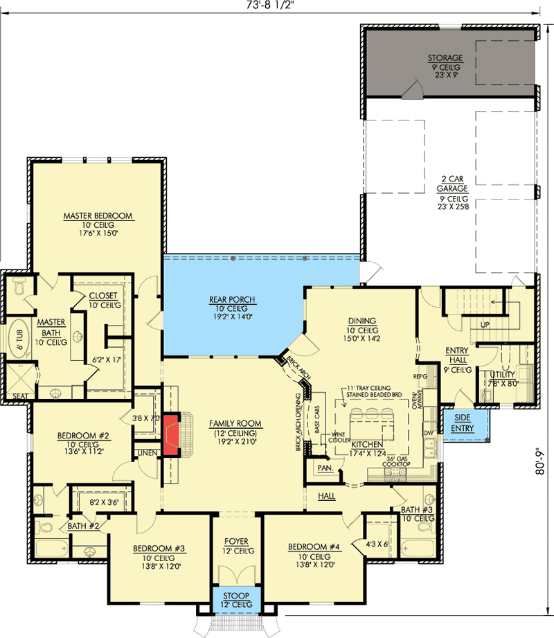 Plan 56304SM: Fabulous Kitchen - Floor Plan - Main Level - Acadian, European, French Country, Louisiana-Style