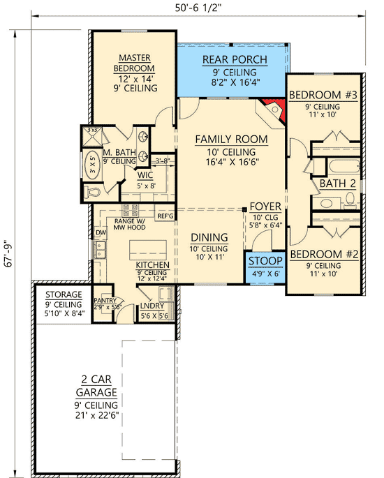 Plan 56388SM: French Country Starter Home Plan - Floor Plan - Main Level - Acadian, European, French Country, Louisiana-Style