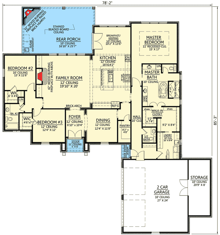 Plan 56393SM: Stately 3 Bed room French Country Home - Floor Plan - Main Level - European, French Country, Traditional